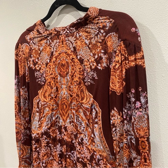 Free People NWT High Neck Cut Out Long Sleeve Tunic Top Maroon Red Med OB834537 - Picture 5 of 13